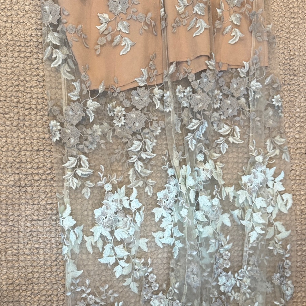 Wayf Floral Mesh Lace Embroidered Maxi Cocktail Dress - Picture 6 of 7